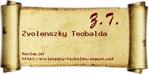 Zvolenszky Teobalda névjegykártya